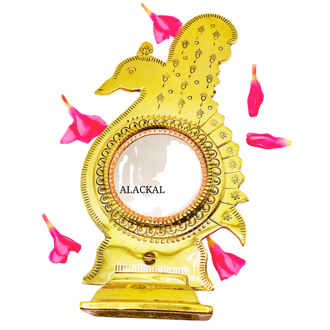 AUTHENTIC PEACOCK SHAPED ARANMULA KANNADI WITH STAND