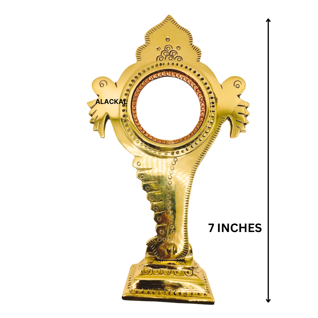 AUTHENTIC SHANKH SHAPE ARANMULA KANNADI WITH STAND | TABLE DECOR