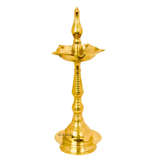 BRASS LIGHTWEIGHT NILAVILAKKU WITH 5 WICKS | OIL LAMP | BRASS LAMP