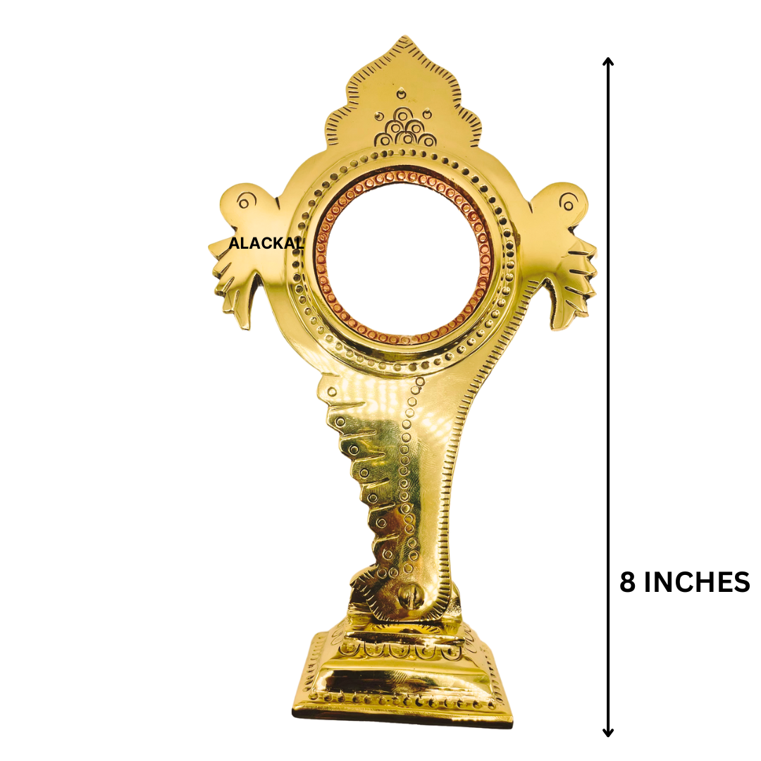 AUTHENTIC SHANKH SHAPE ARANMULA KANNADI WITH STAND | TABLE DECOR