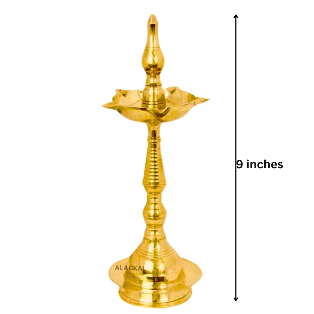 BRASS LIGHTWEIGHT NILAVILAKKU WITH 5 WICKS | OIL LAMP | BRASS LAMP