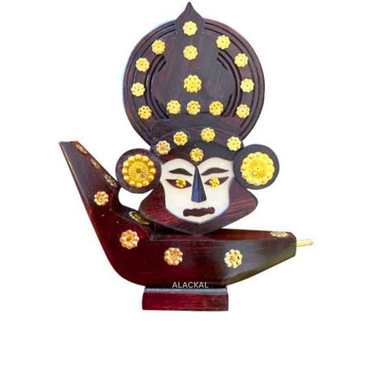 WOODEN BOAT WITH KATHAKALI FACE