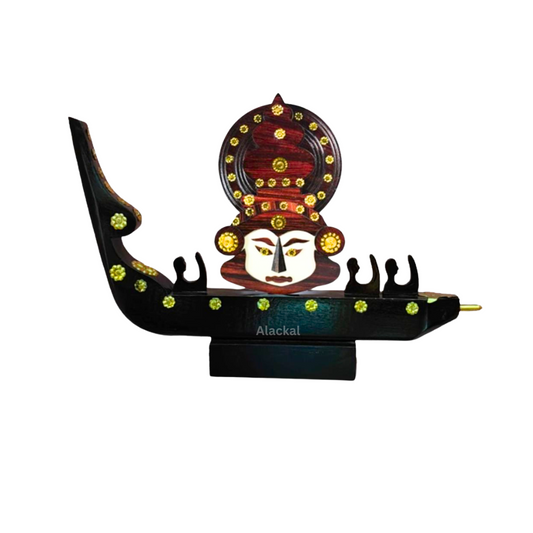 WOODEN BOAT WITH KATHAKALI FACE ( BROWN )