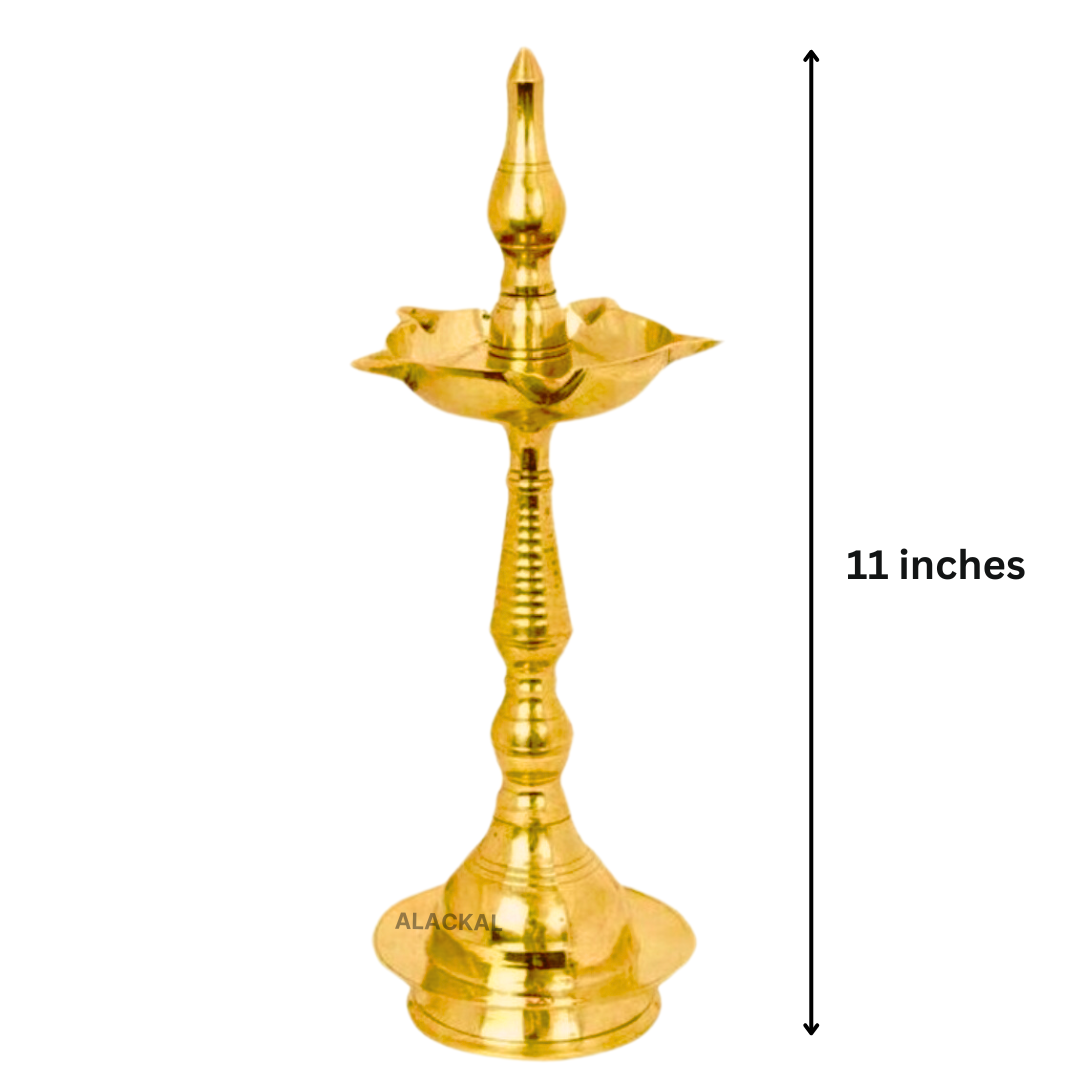 BRASS LIGHTWEIGHT NILAVILAKKU WITH 5 WICKS | OIL LAMP | BRASS LAMP