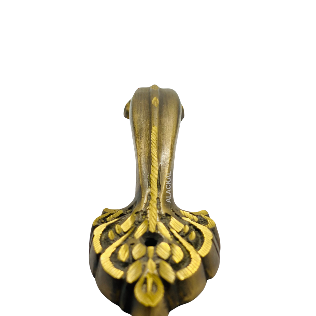 BRASS LONG DOOR HANDLE IN FLORAL DESIGN WITH FITTING ACCESSORIES