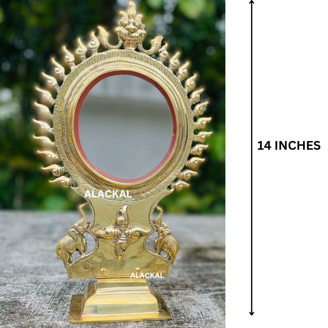 AUTHENTIC LARGE SIZE ARANMULA KANNADI IN PRABHAVALI MODEL WITH ELEPHANTS