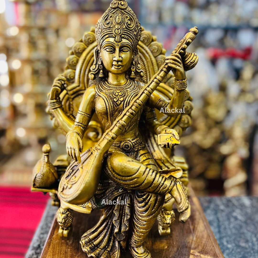 BRASS SARASWATI DEVI IDOL FOR NAVARATRI