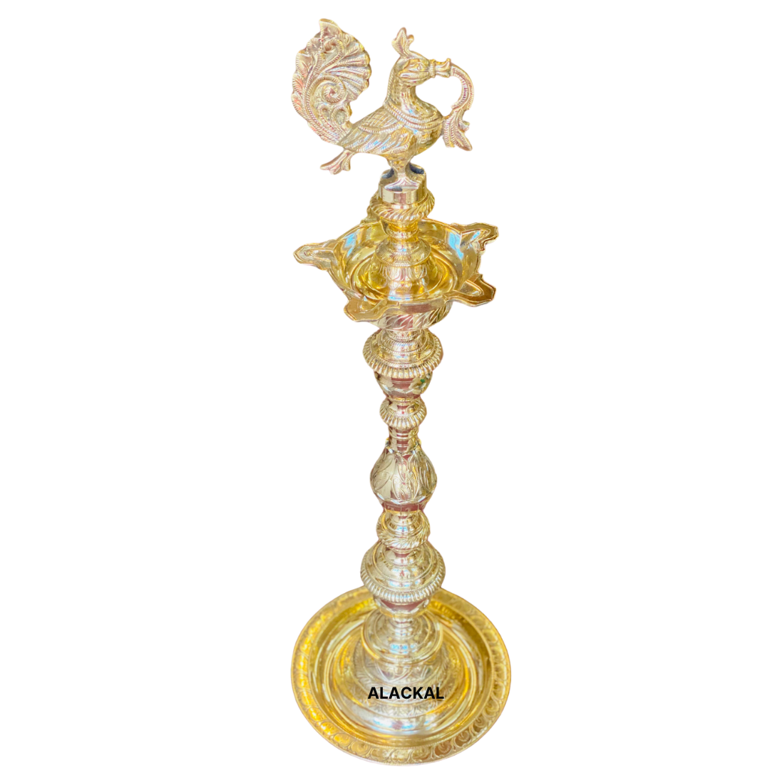 BRASS MAHABHARATHA VILAKKU | KUTHUVILAKKU | PEACOCK HEADED OIL LAMP