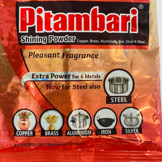 PITAMBIRI POWDER TO RESTORE GOLDEN SHINE TO BRASS , BRONZE, COPPER POOJA ITEMS