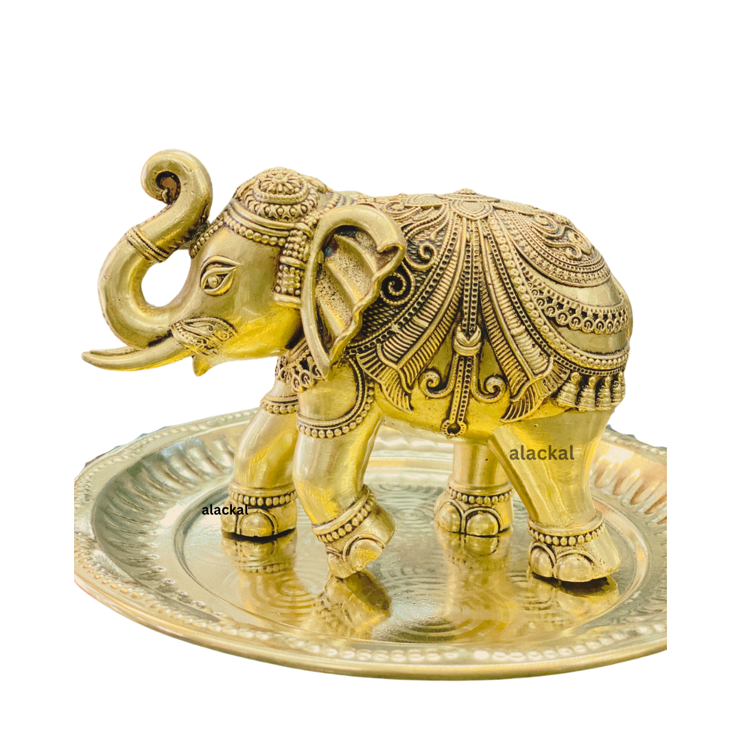 BRASS LIGHTWEIGHT ELEPHANT WITH DESIGNS FOR HOME DECORATION