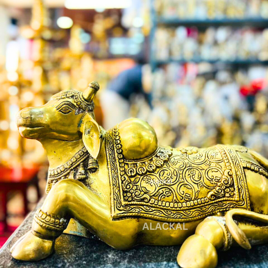 BRASS NANDHI WITH DETILED DESIGN FOR SOUTH INDIAN TEMPLES