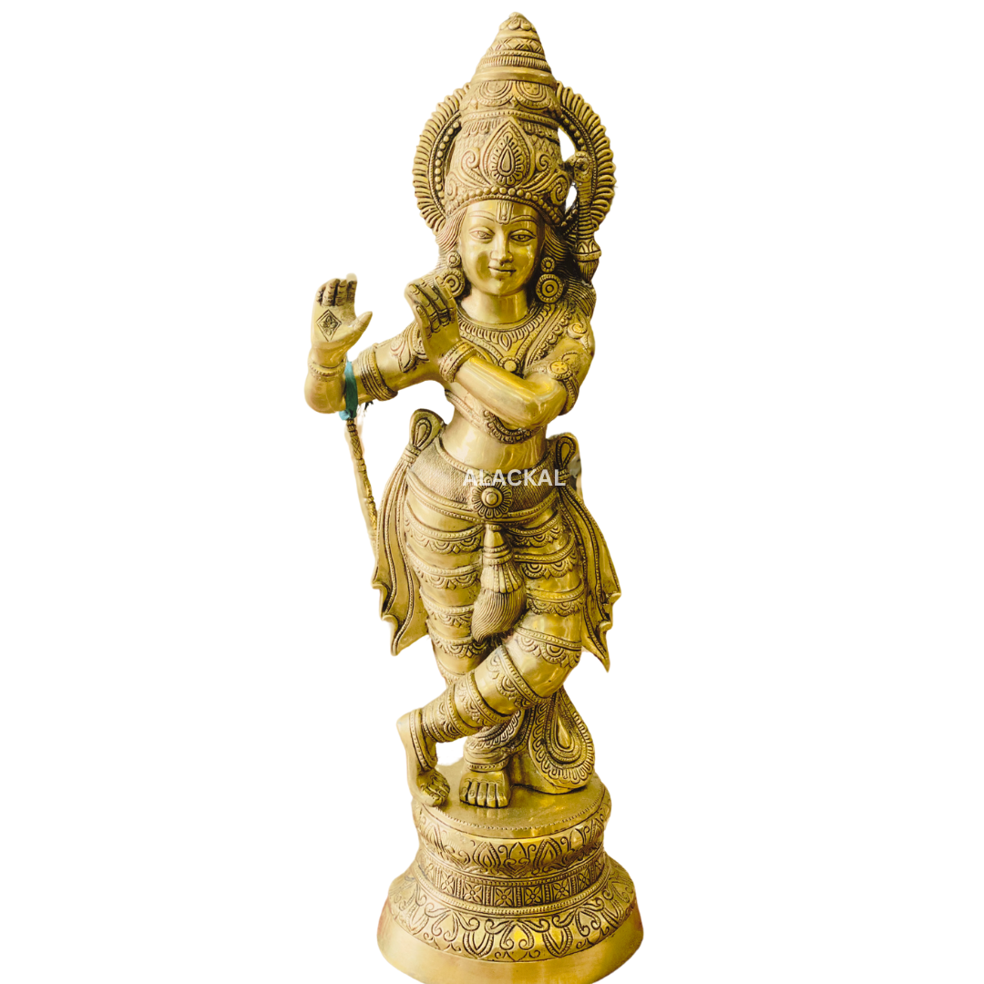 BRASS SHREE KRISHNA IDOL | KRISHNA VIGRAHAM – Alackal Bell Metals