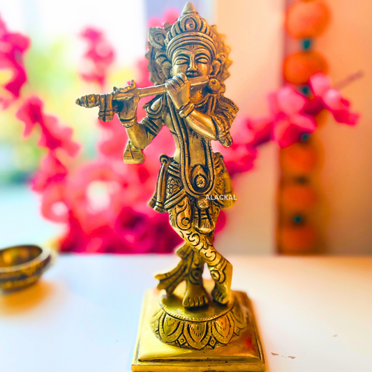 BRASS SHREE KRISHNA IDOL FOR POOJA ROOM | KRISHNA VIGRAHAM