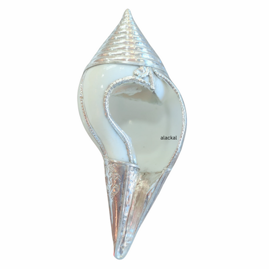 AUTHENTIC PURE SILVER COVERED POOJA SHANKH | SILVER CONCH