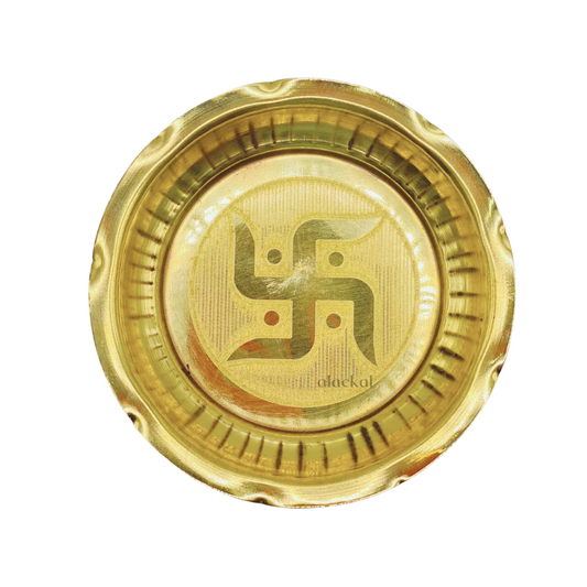 SMALL BRASS DESIGN THALAM / THALIKA / POOJA PLATE