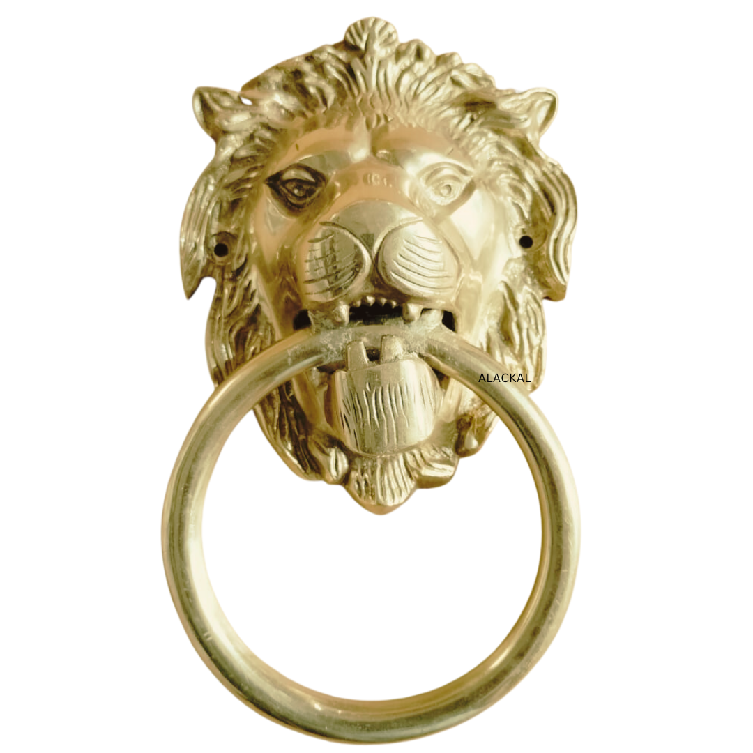 BRASS LION HEADED DOOR KNOCKER WITH SCREWS