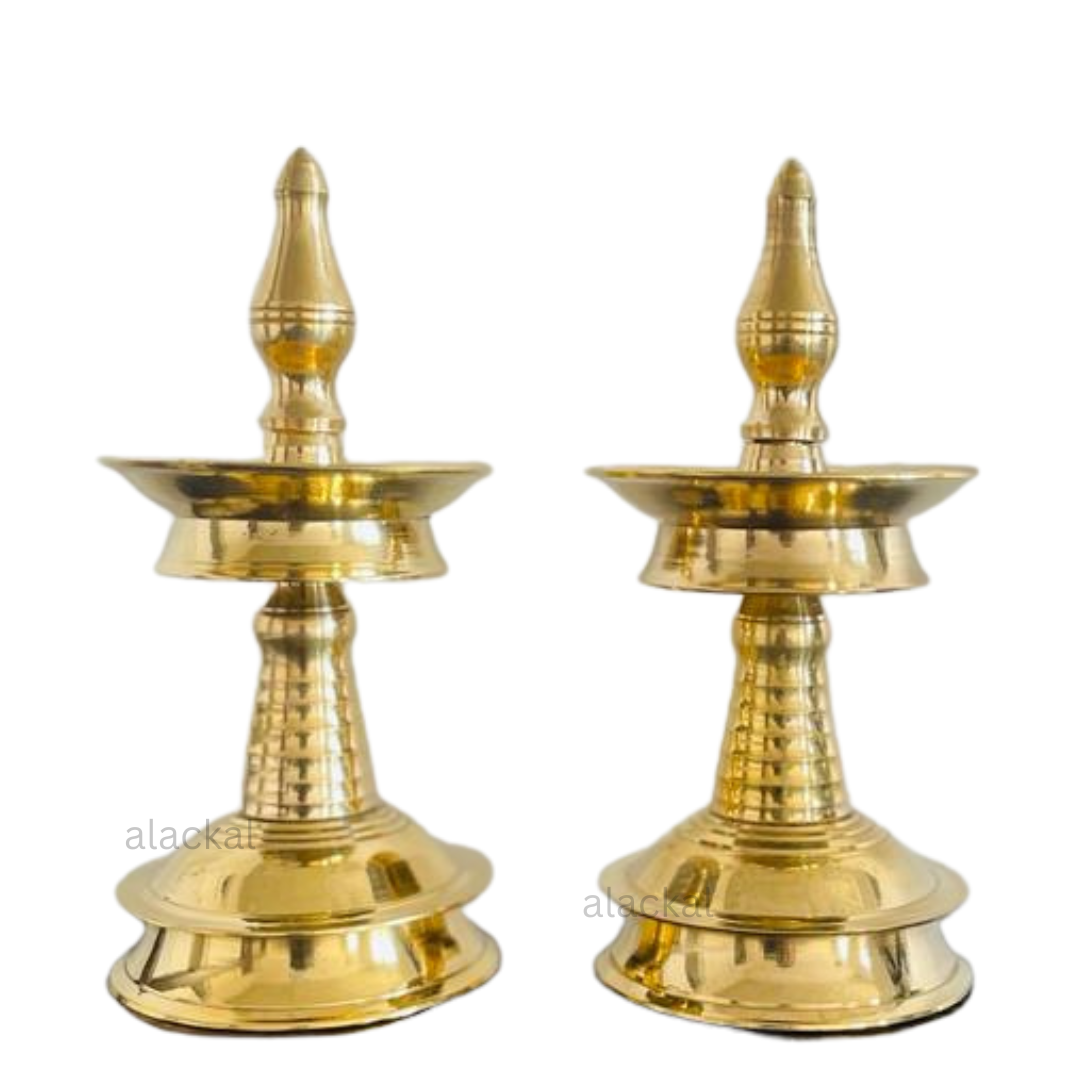 BRASS NILAVILAKKU |  OIL LAMP ( PAIR ) | 5 INCHES