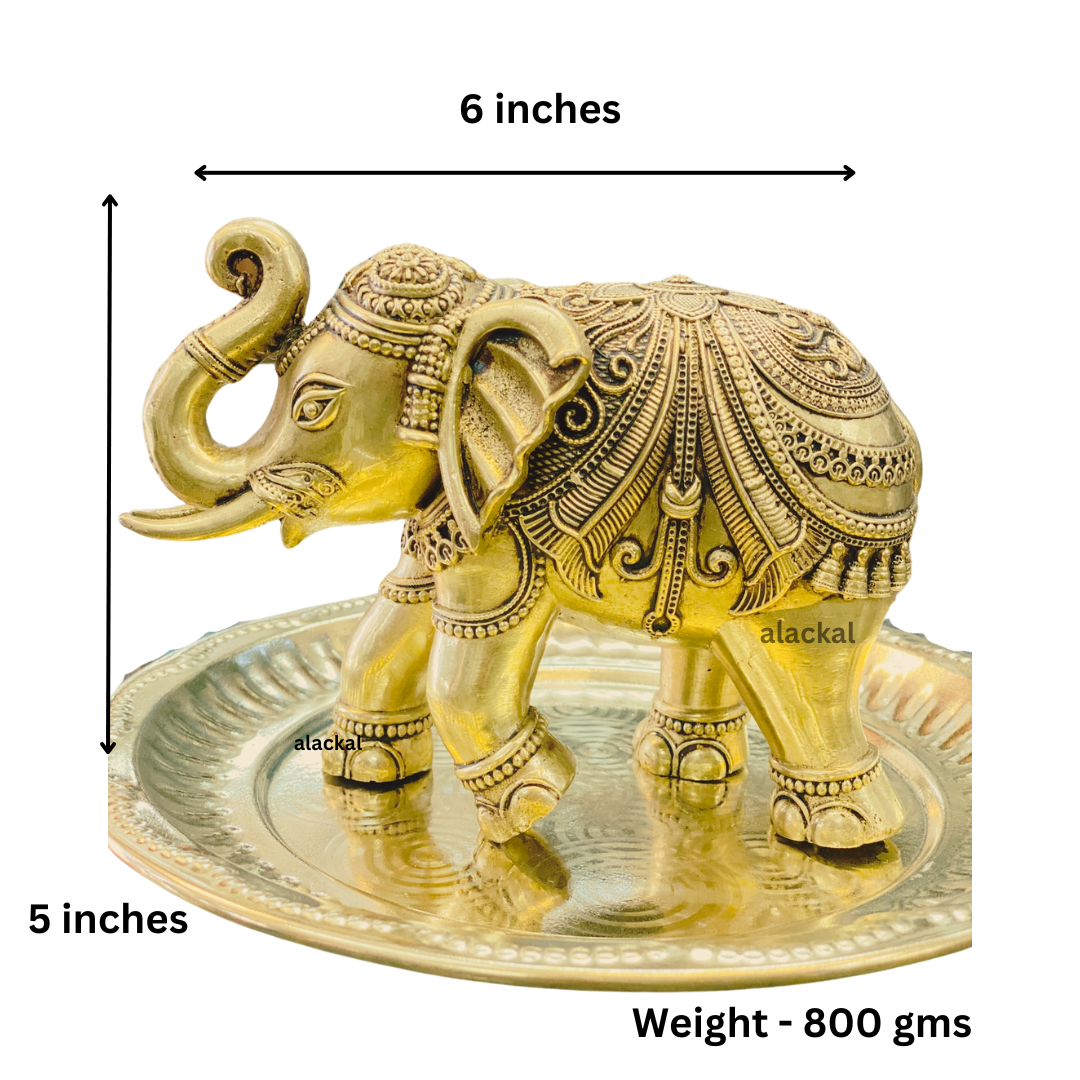 BRASS LIGHTWEIGHT ELEPHANT WITH DESIGNS FOR HOME DECORATION