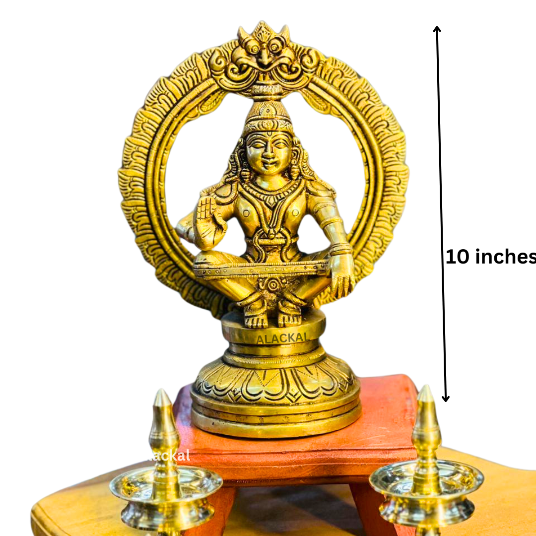 BRASS SABARIMALA SWAMI AYYAPPA IDOL WITH PRABHAVALI | AYYAPPA VIGRAHAM | AYYAPPA TEMPLE