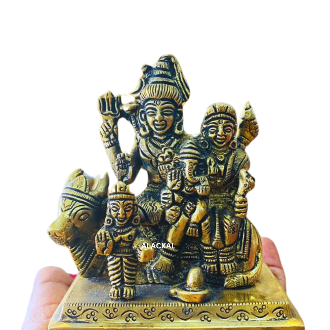 BRASS SHIVAKUDUMBAM | SIVA FAMILY | ANTIQUE FINISH