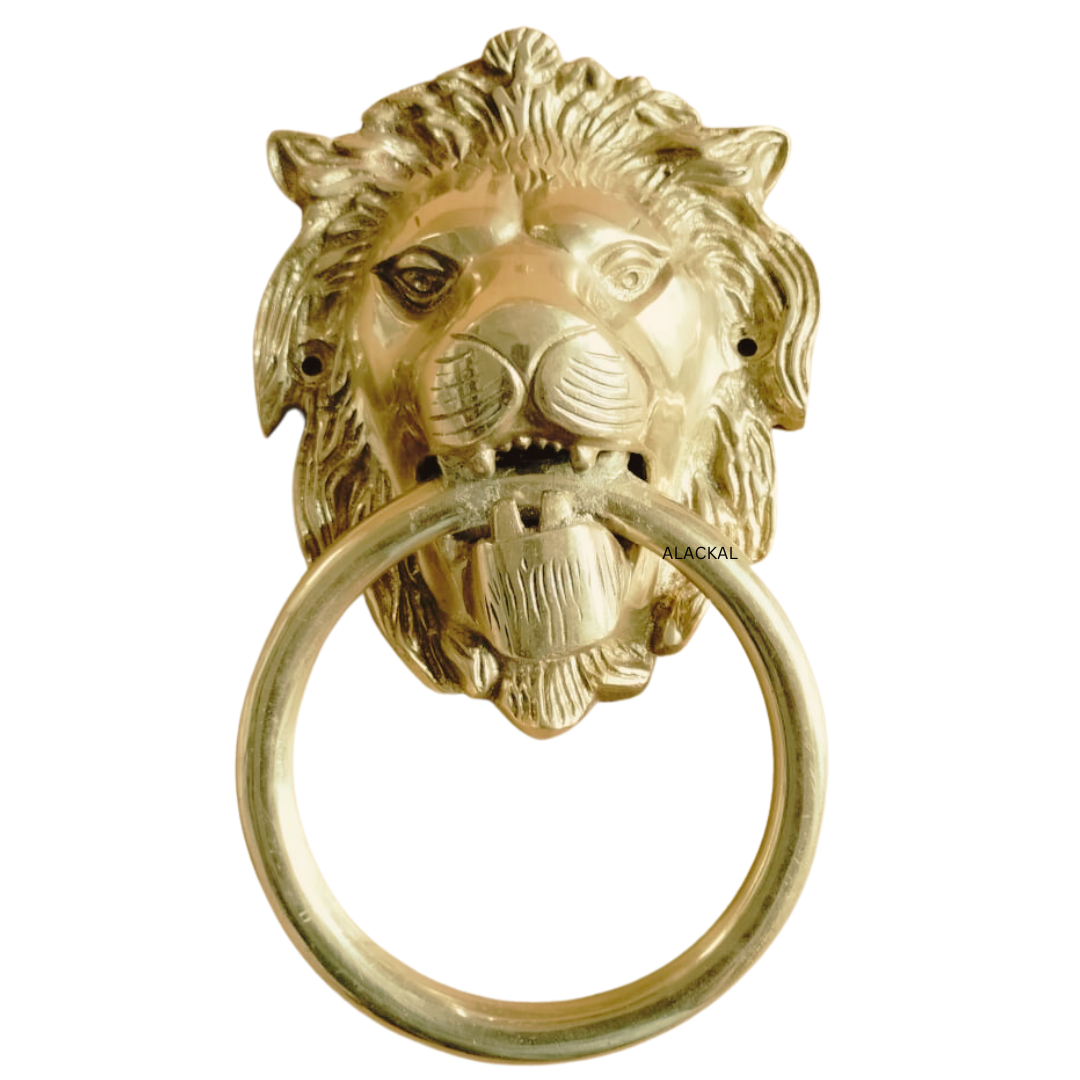 BRASS LION HEADED DOOR KNOCKER WITH SCREWS