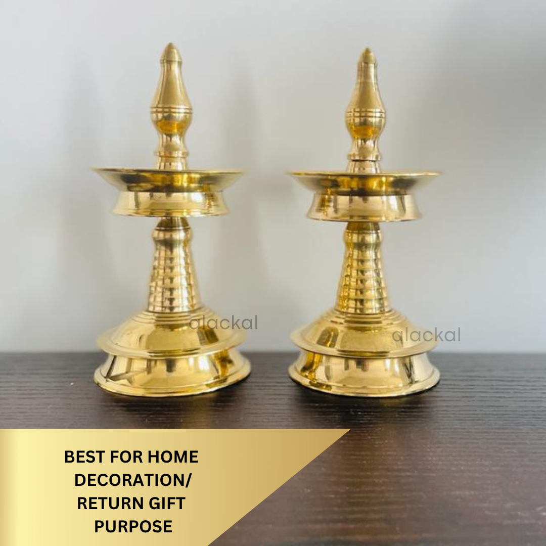 BRASS NILAVILAKKU |  OIL LAMP ( PAIR ) | 5 INCHES