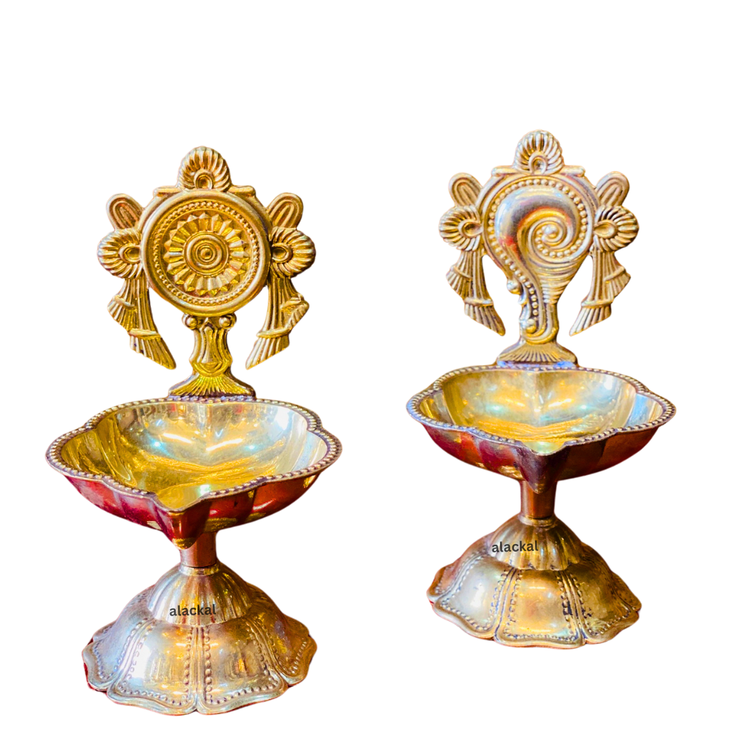 BRASS SHANKHU CHAKRA DIYA FOR DIWALI RETURN GIFT