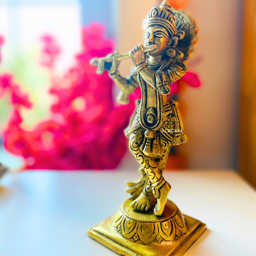 BRASS SHREE KRISHNA IDOL FOR POOJA ROOM | KRISHNA VIGRAHAM