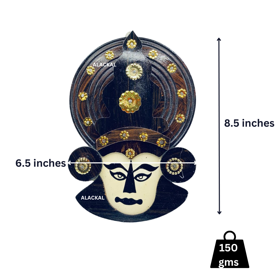 WOODEN KATHAKALI FACE ( BROWN ) FOR WALL DECORATION