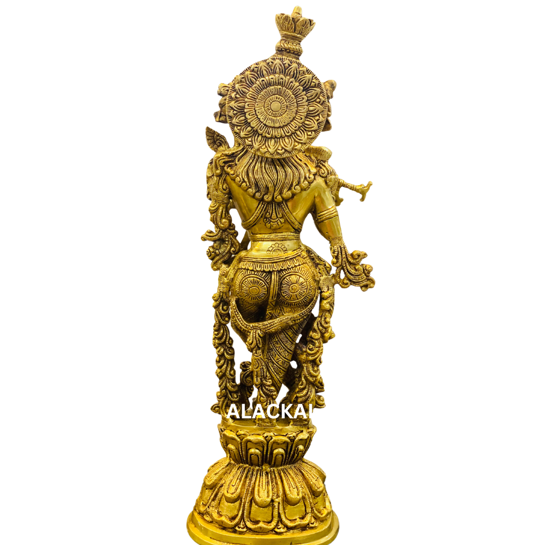 BRASS KRISHNA IDOL 1.5 FEET HEIGHT