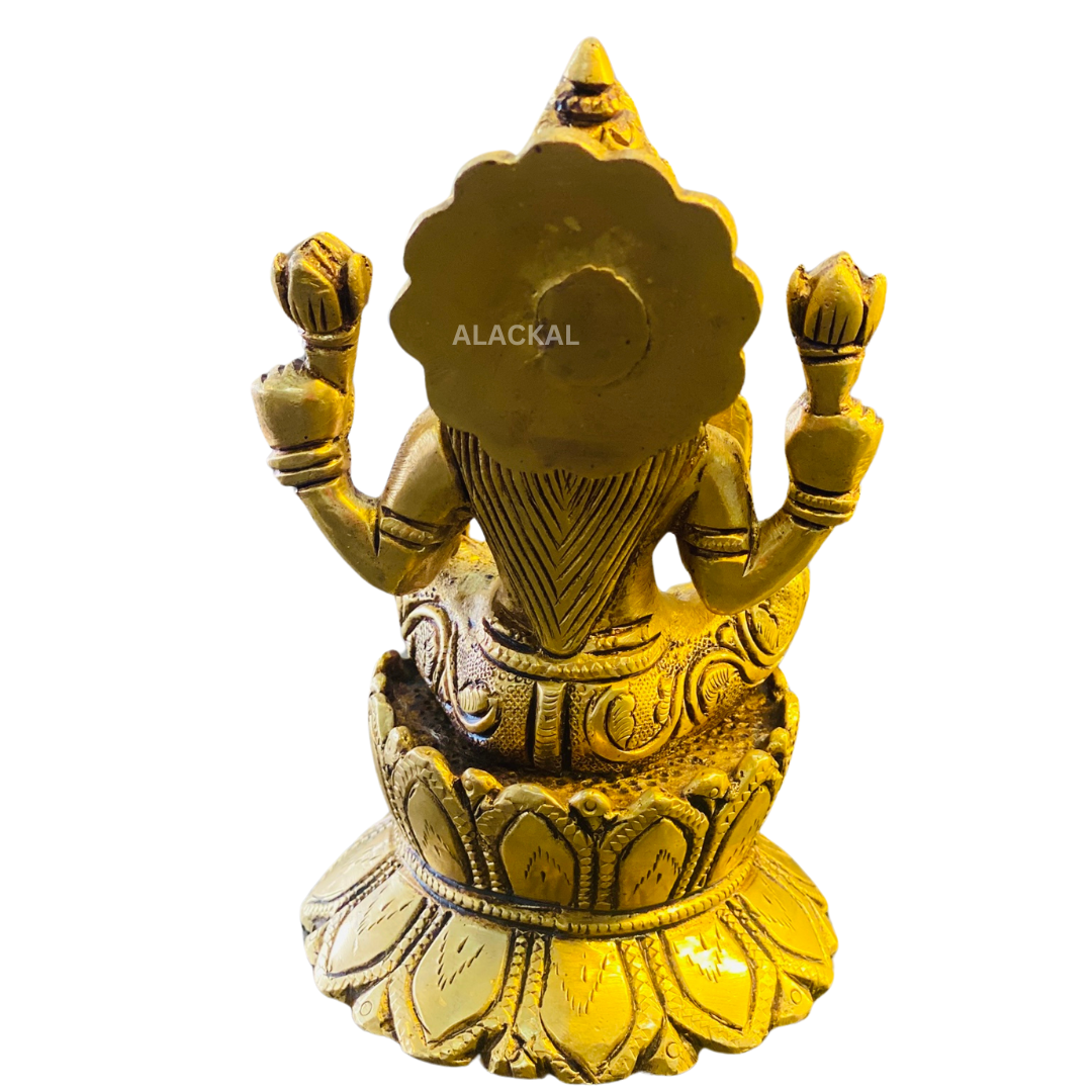 BRASS LAKSHMI DEVI IDOL SITTING ON A LOTUS | HOME POOJA RITUALS