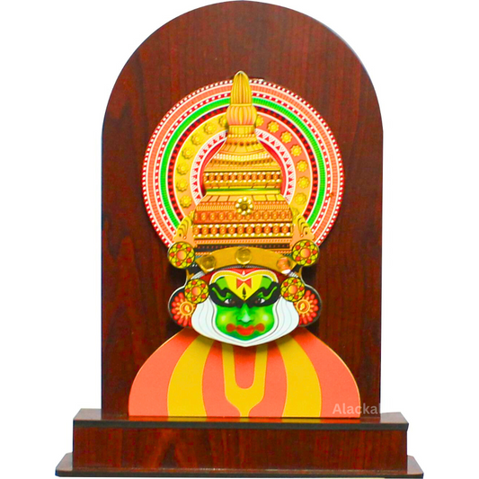 WOODEN KATHAKALI FACE WITH STAND