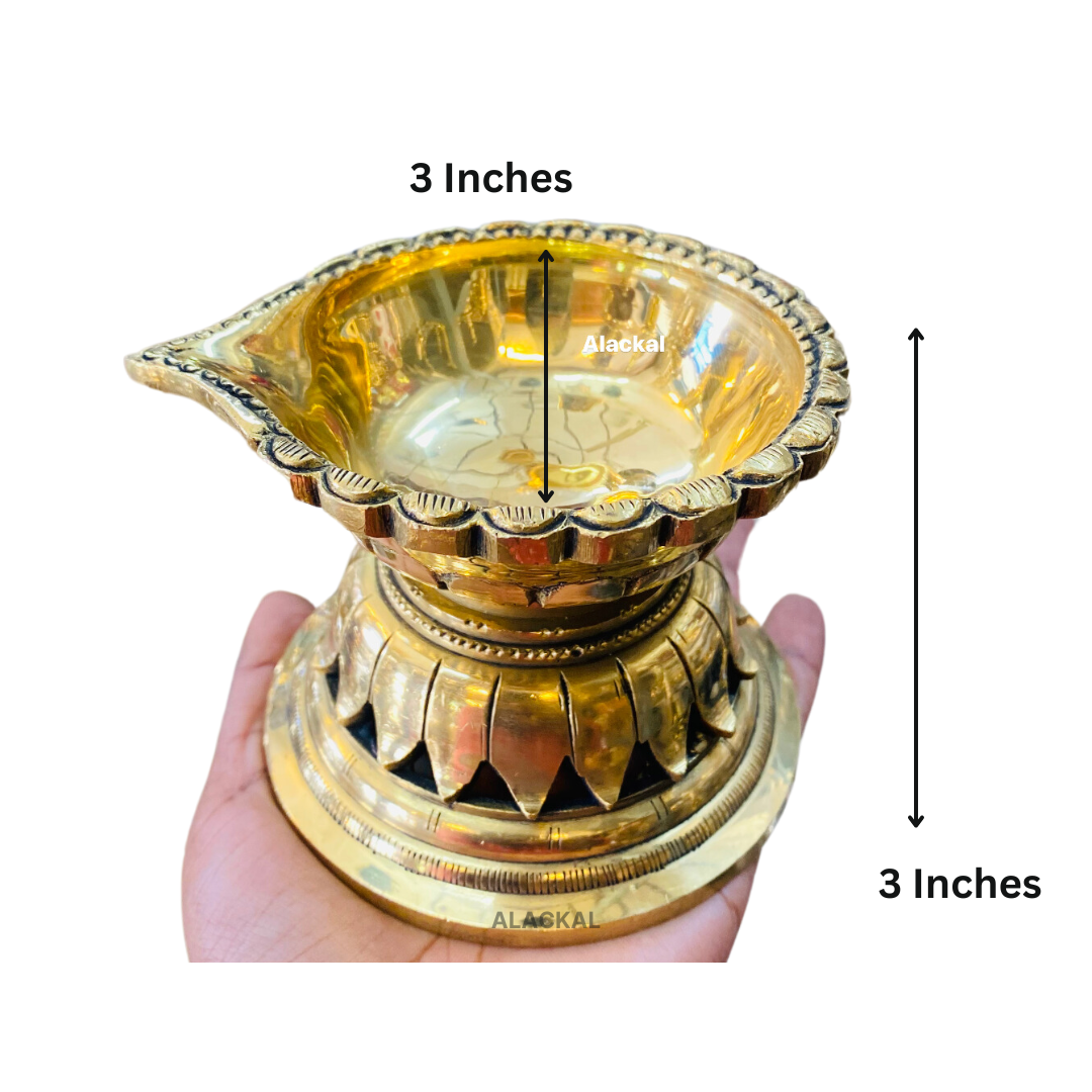 BRASS DIYA WITH LOTUS SHAPED BASE