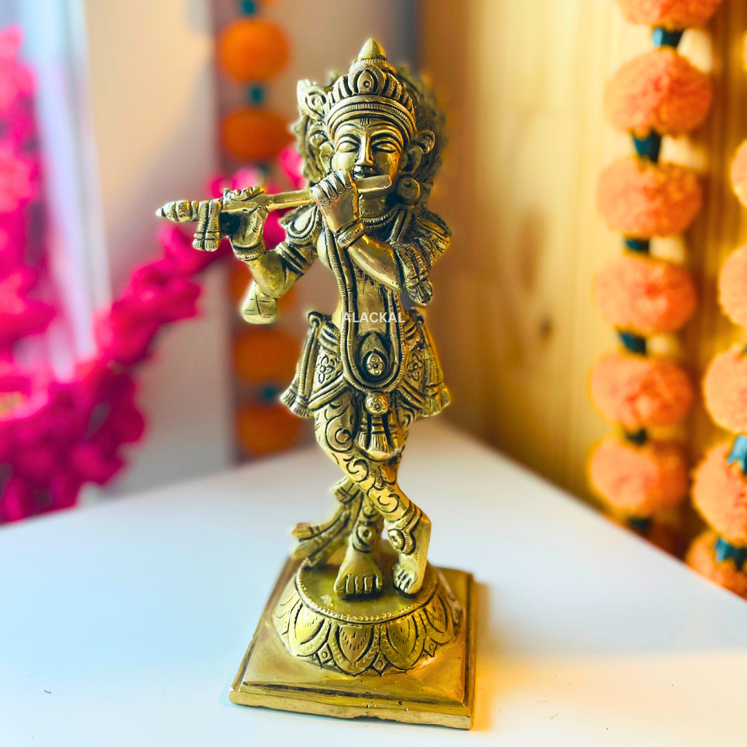 BRASS SHREE KRISHNA IDOL FOR POOJA ROOM | KRISHNA VIGRAHAM