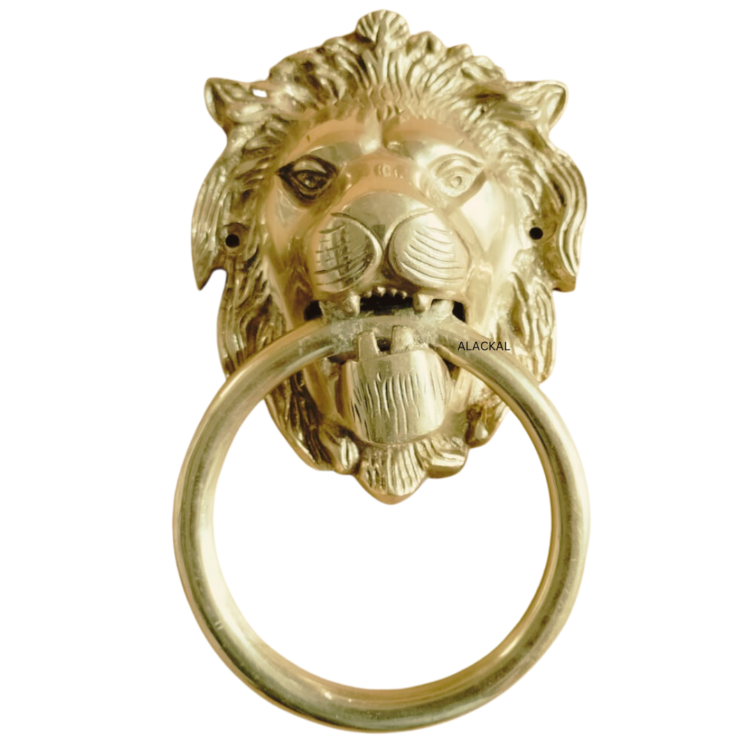 BRASS LION HEADED DOOR KNOCKER WITH SCREWS