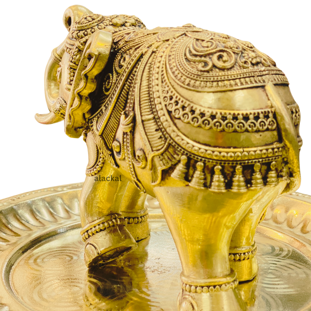 BRASS LIGHTWEIGHT ELEPHANT WITH DESIGNS FOR HOME DECORATION