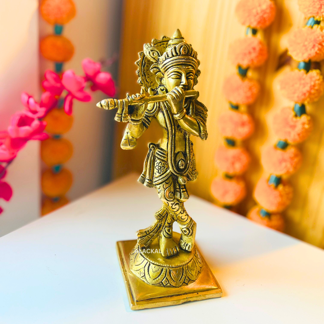 BRASS SHREE KRISHNA IDOL FOR POOJA ROOM | KRISHNA VIGRAHAM