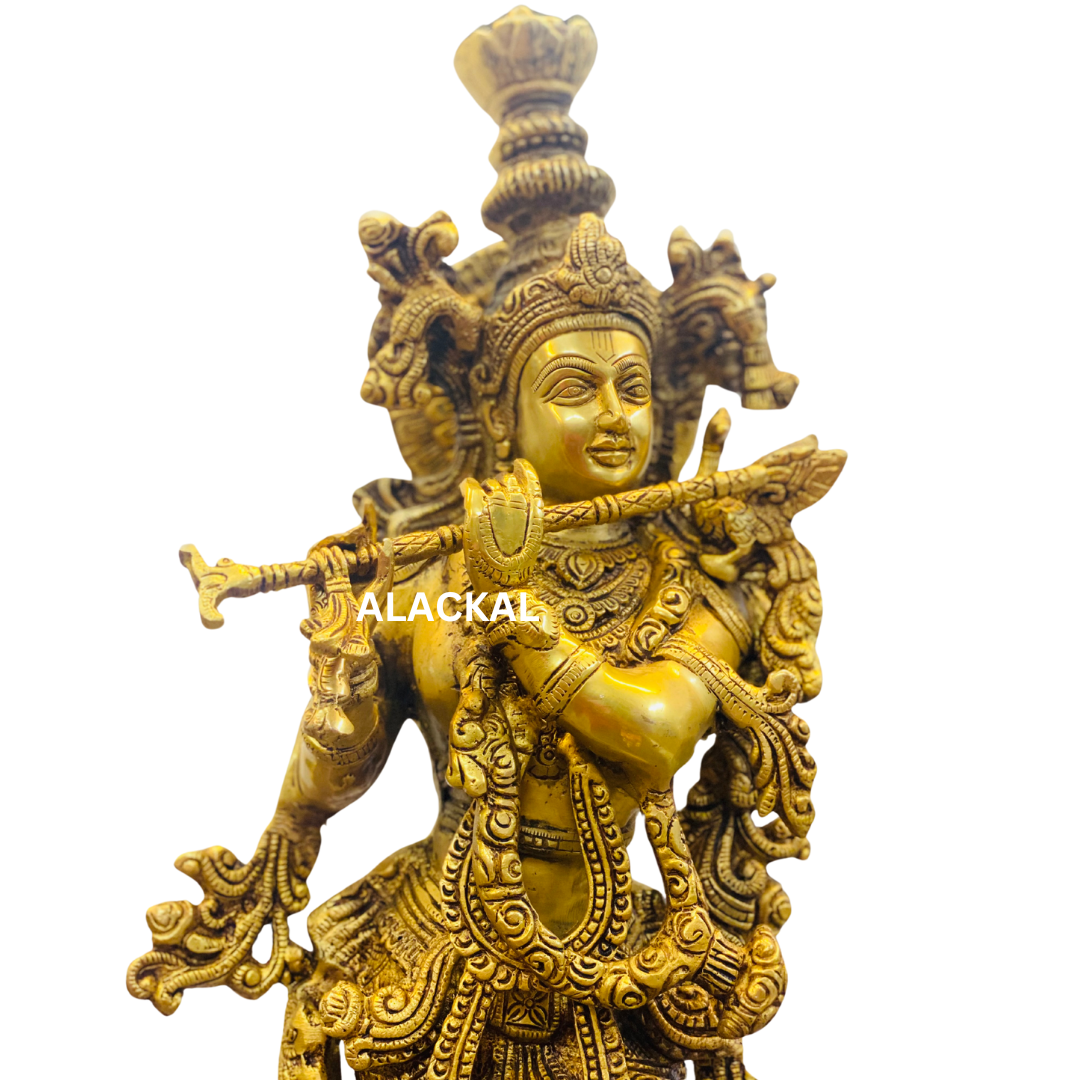 BRASS KRISHNA IDOL 1.5 FEET HEIGHT