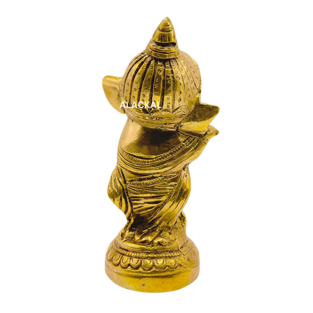 BRASS DANCING GANESHA WITH FLUTE