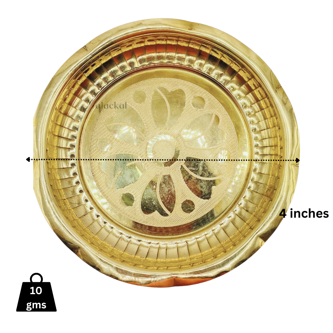 SMALL BRASS DESIGN THALAM / THALIKA / POOJA PLATE