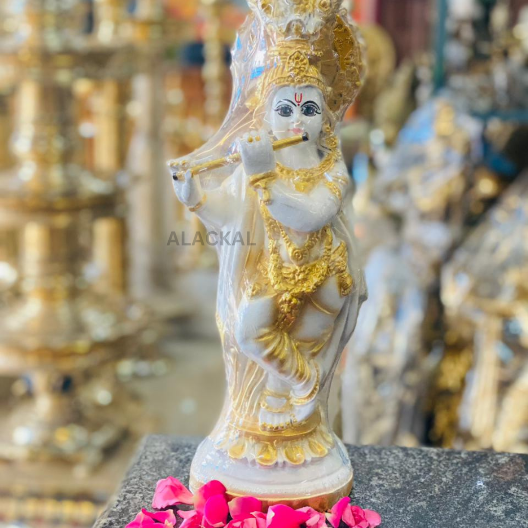 SREE KRISHNA IDOL IN FIBER MATERIAL | WHITE COLOUR | KRISHNA VIGRAHAM FOR VISHU