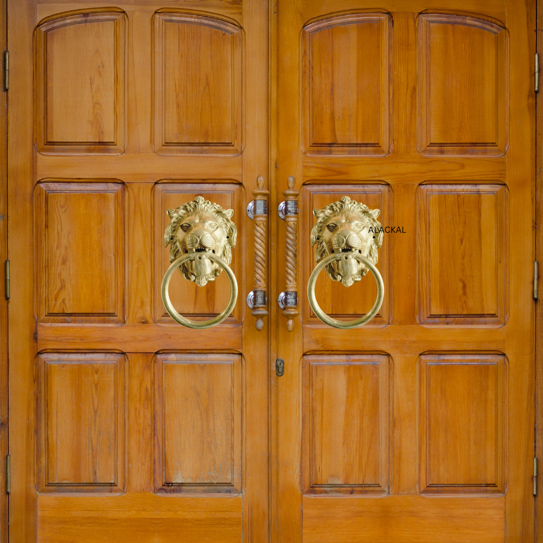 BRASS LION HEADED DOOR KNOCKER WITH SCREWS