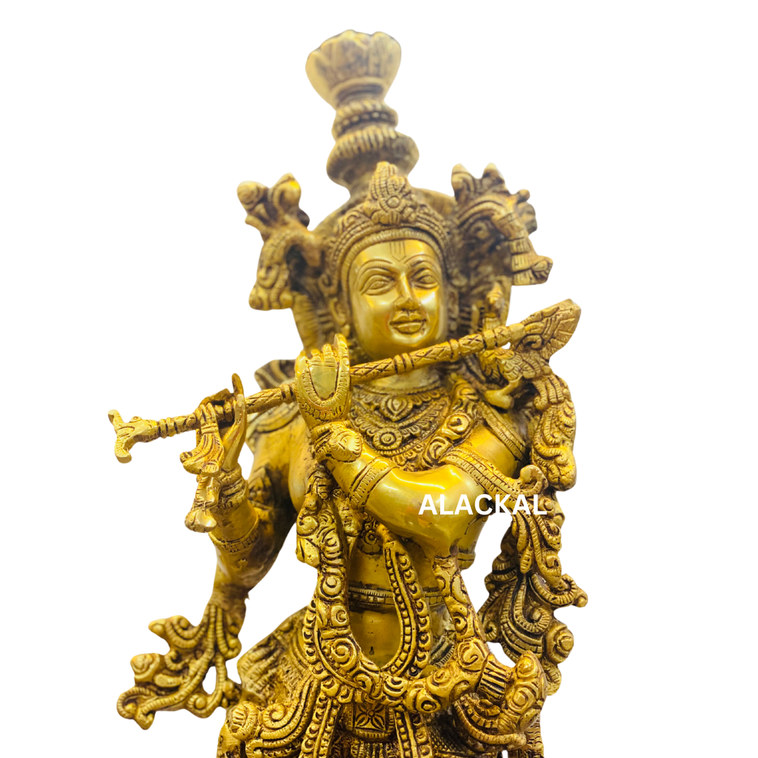 BRASS KRISHNA IDOL 1.5 FEET HEIGHT