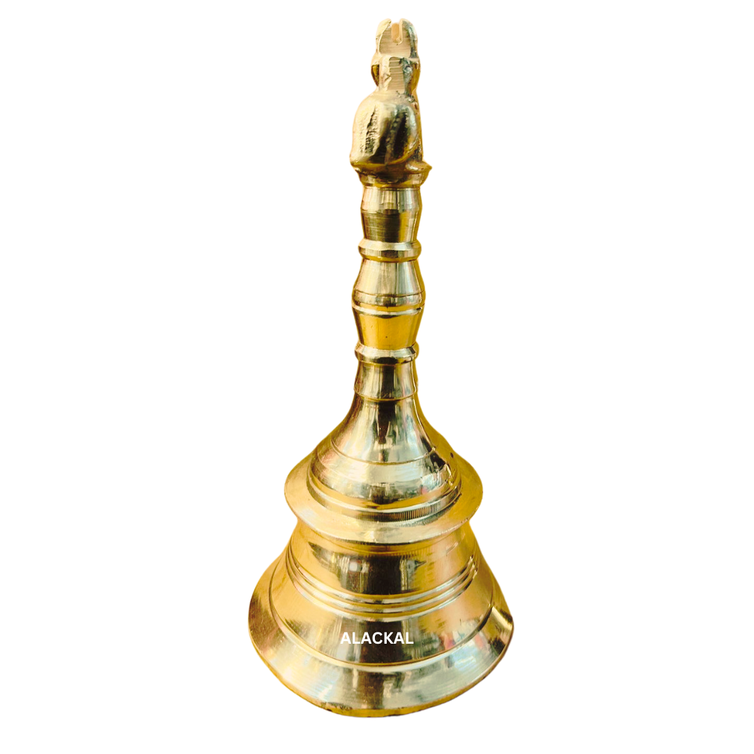 BRASS POOJA BELL WITH NANDHI FOR TEMPLE POOJA RITUALS