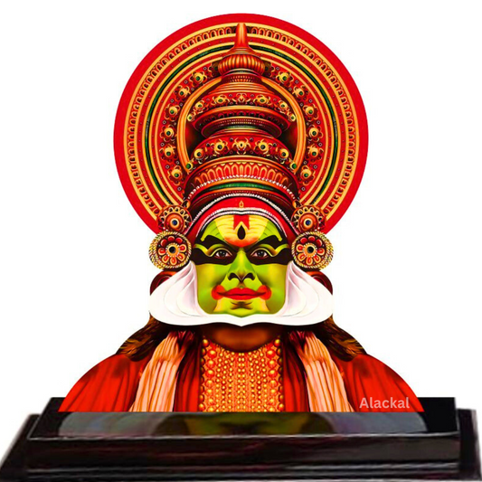 WOODEN KATHAKALI FACE WITH STAND