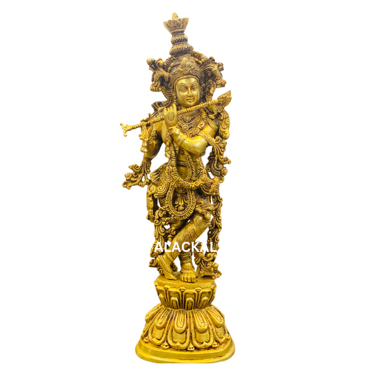 BRASS KRISHNA IDOL 1.5 FEET HEIGHT