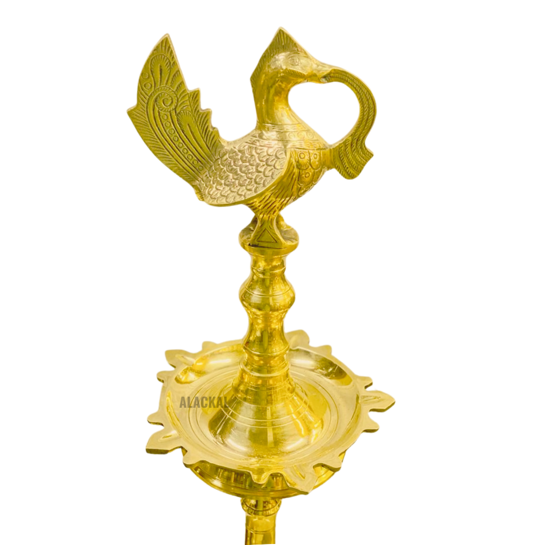 BRASS ANNAPAKSHI VILAKKU - PEACOCK HEADED OIL LAMP