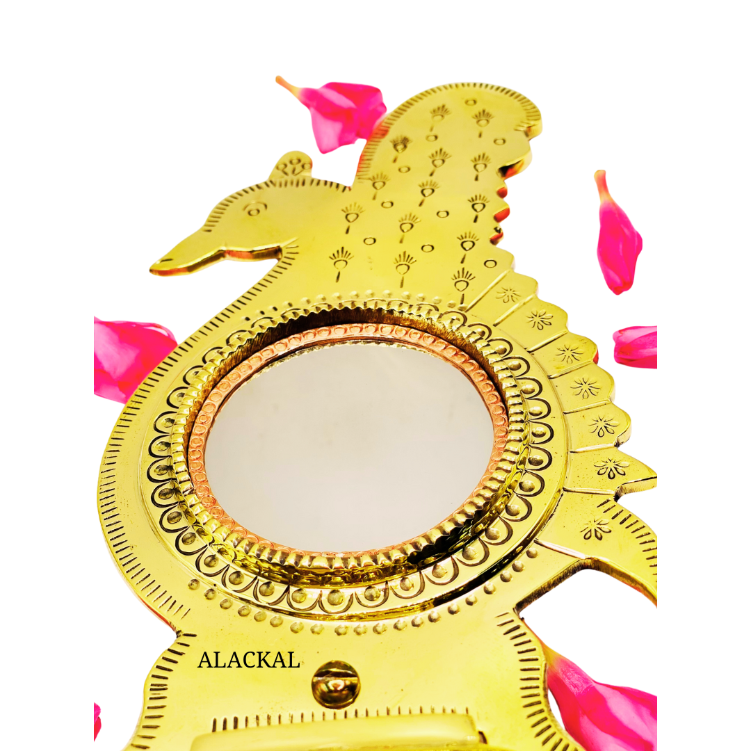 AUTHENTIC PEACOCK SHAPED ARANMULA KANNADI WITH STAND