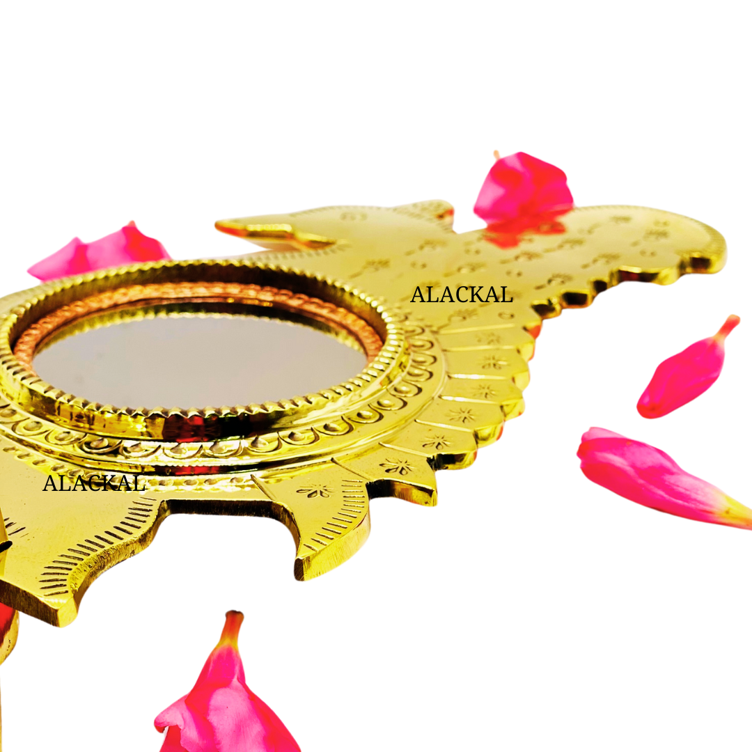 AUTHENTIC PEACOCK SHAPED ARANMULA KANNADI WITH STAND