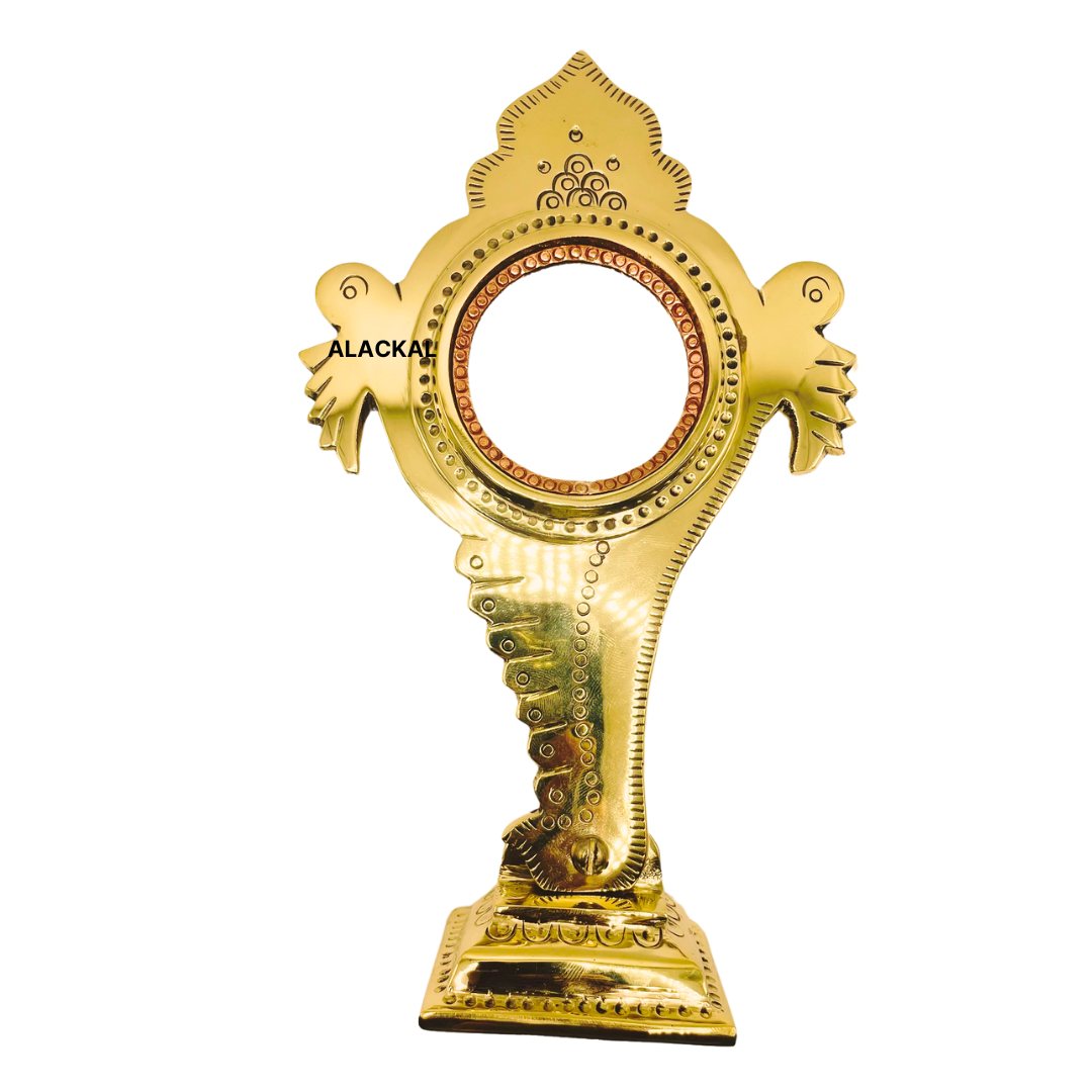 AUTHENTIC SHANKH SHAPE ARANMULA KANNADI WITH STAND | TABLE DECOR